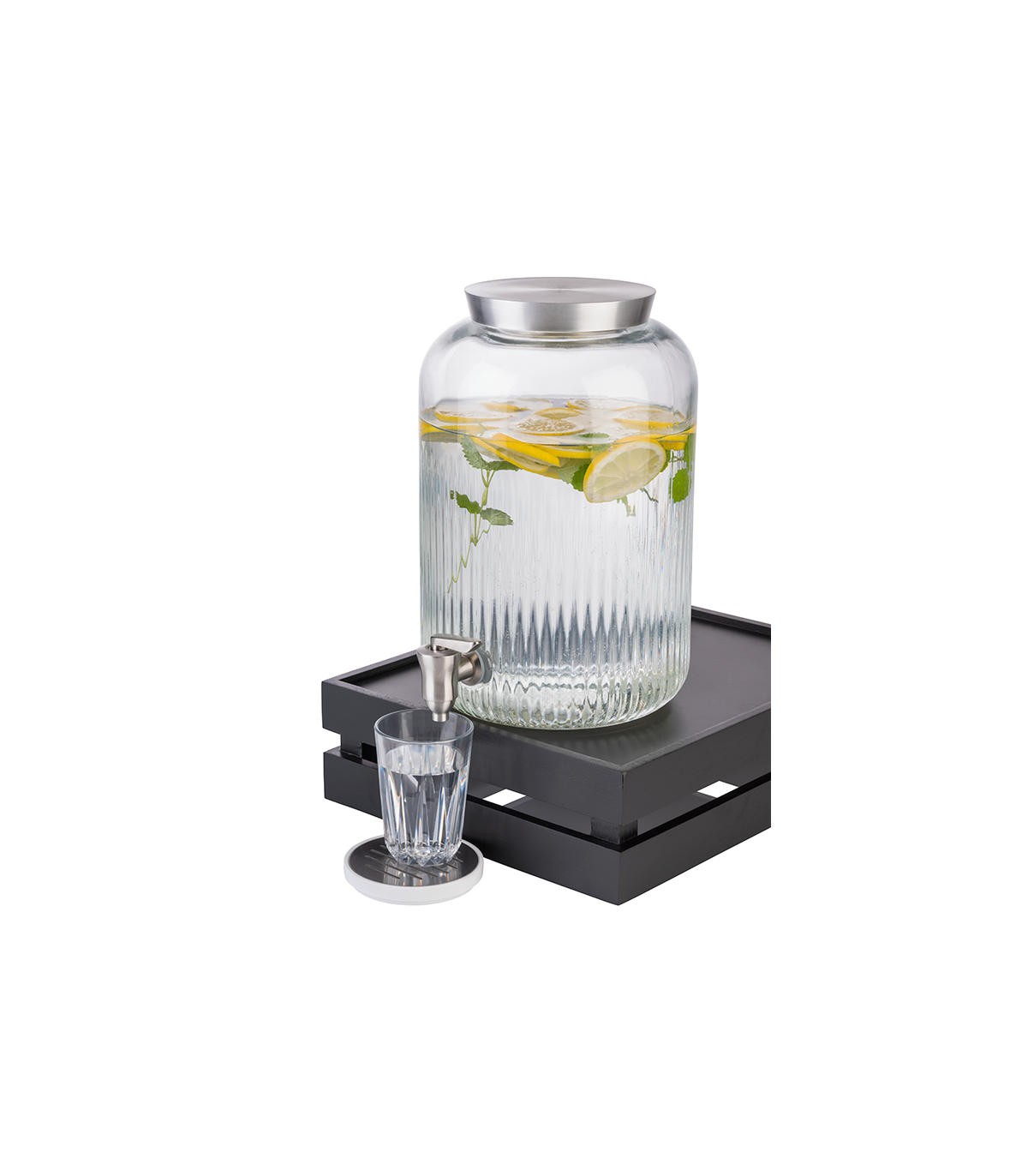 Distributeur, fontaine à boissons en verre 8 litres