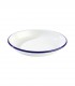 Assiette creuse en métal émaillé, blanc bordure bleue, Ø 18 cm