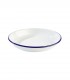 Assiette creuse en métal émaillé, blanc bordure bleue, Ø 24 cm