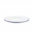 Assiette plate en métal émaillé, blanc bordure bleue, Ø 26 cm